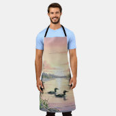 Minnesota Lake Sunset with Loons, Apron エプロン (着用した状態)