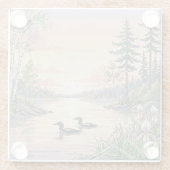 Minnesota Lake Sunset with Loons, Coaster ガラスコースター (裏面)