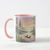 Minnesota Lake Sunset with Loons, Coffee Mug マグカップ (左)