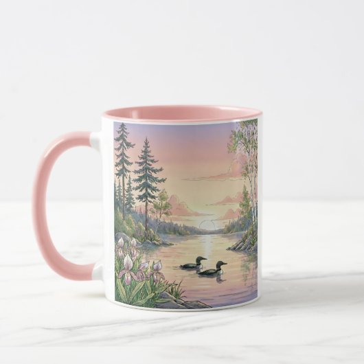 Minnesota Lake Sunset with Loons, Coffee Mug マグカップ (左)