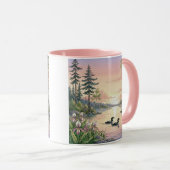 Minnesota Lake Sunset with Loons, Coffee Mug マグカップ (正面右)
