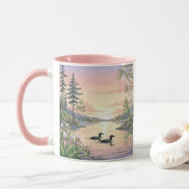 Minnesota Lake Sunset with Loons, Coffee Mug マグカップ