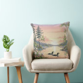 Minnesota Lake Sunset with Loons, Throw Pillow クッション (椅子)