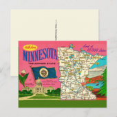  Minnesota Lakes Map Postcard  ポストカード (正面/裏面)