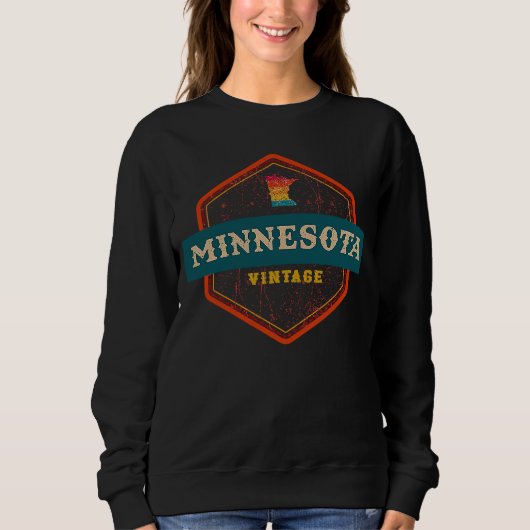 Minnesota MN Graphic Souvenir Love Distressed Stat スウェットシャツ (正面)