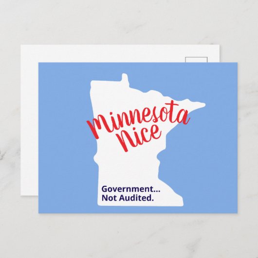 Minnesota Nice, Government Not Audited – Funny MN ポストカード (正面/裏面)