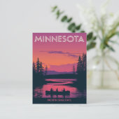 Minnesota North Star State Canoeing Sunset ポストカード (スタンド正面)