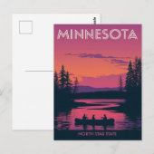 Minnesota North Star State Canoeing Sunset ポストカード (正面/裏面)