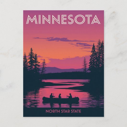 Minnesota North Star State Canoeing Sunset ポストカード (正面)