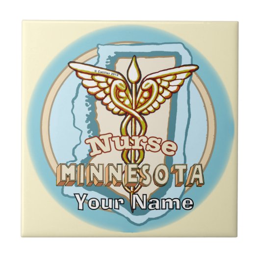 Minnesota Nurse Caduceus Tile タイル (正面)