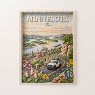 Minnesota Road Trip Landscape 3D Textured River ジグソーパズル