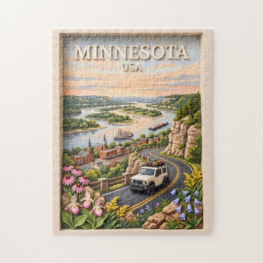 Minnesota Road Trip Landscape 3D Textured River ジグソーパズル (縦)