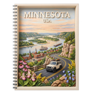 Minnesota Road Trip Landscape 3D Textured River ノートブック