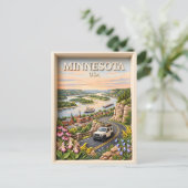 Minnesota Road Trip Landscape 3D Textured River ポストカード (スタンド正面)