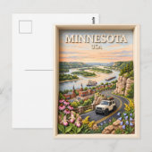 Minnesota Road Trip Landscape 3D Textured River ポストカード (正面/裏面)