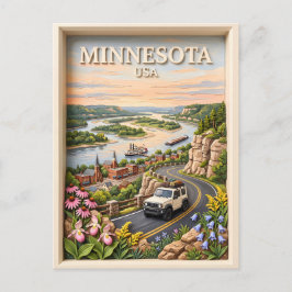 Minnesota Road Trip Landscape 3D Textured River ポストカード