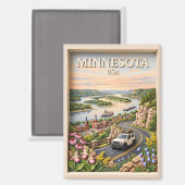 Minnesota Road Trip Landscape 3D Textured River マグネット (正面/裏面)