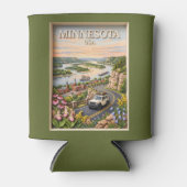 Minnesota Road Trip Landscape 3D Textured River 缶クーラー (正面)