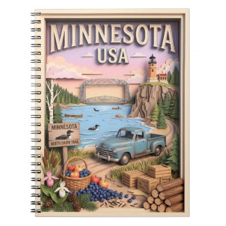 Minnesota Road Trip North Shore Lake 3D Textured ノートブック