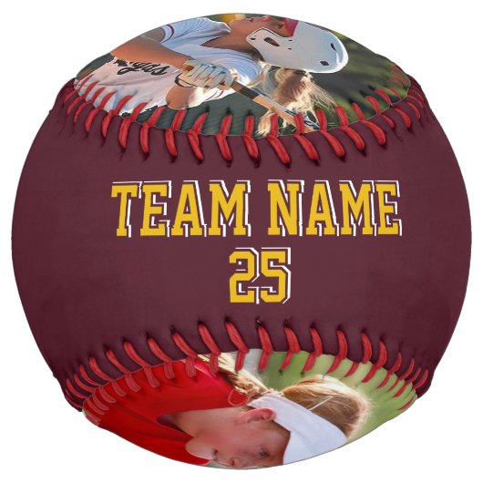 Minnesota Rouge Jaune Personnalisé 2 photos ソフトボール (裏面)