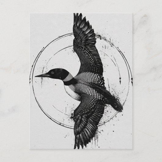 Minnesota State Bird Loon in Flight ポストカード (正面)