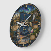 Minnesota State North Star State Lake Wilderness ラージ壁時計 (傾斜)