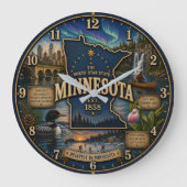 Minnesota State North Star State Lake Wilderness ラージ壁時計 (正面)