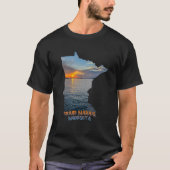 Minnesota State Outline Grand Marais Sunset  1 Tシャツ (正面)