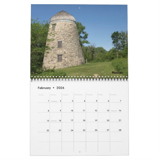 Minnesota State Parks 2026 Calendar カレンダー (2月 2026)