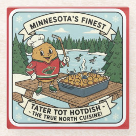 Minnesota Tater Tot Hotdish Retro Mascot Coaster ガラスコースター