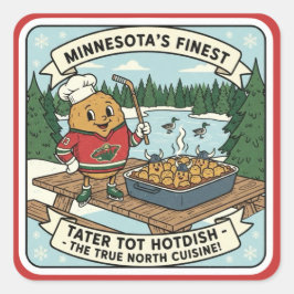 Minnesota Tater Tot Hotdish Retro Mascot Sticker スクエアシール