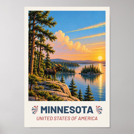 Minnesota USA – Vintage Travel Poster ポスター (正面)