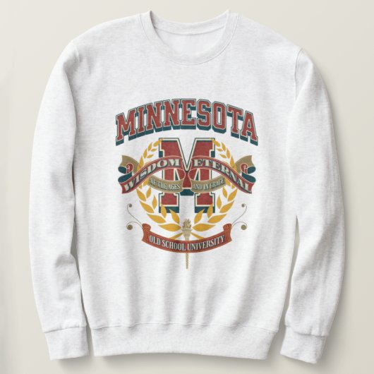 Minnesota Varsity letter monogram M university スウェットシャツ (デザイン正面)