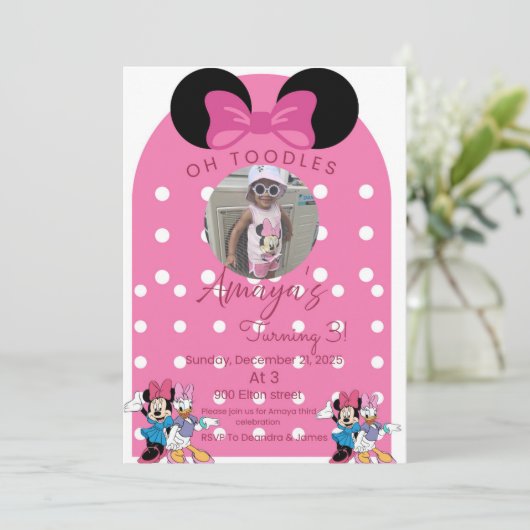 Minnie Mouse birthday invitations theme 招待状 (スタンド正面)