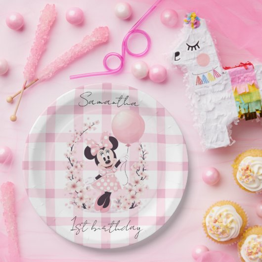 Minnie Mouse Editable name paper plates ペーパープレート (パーティー)