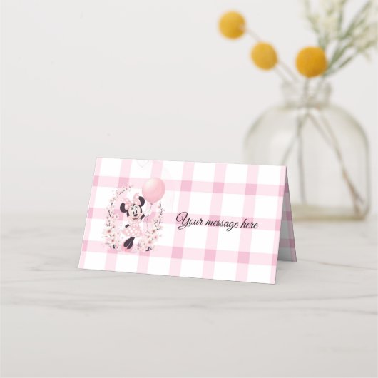 Minnie mouse Editable party Folded cards プレイスカード (正面)