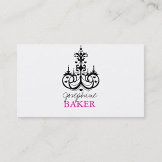 minniemayシャンデリア+ グラデーションなハート黒およびピンク 名刺