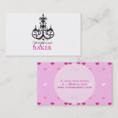 minniemayシャンデリア+ グラデーションなハート黒およびピンク 名刺 (正面/裏面)