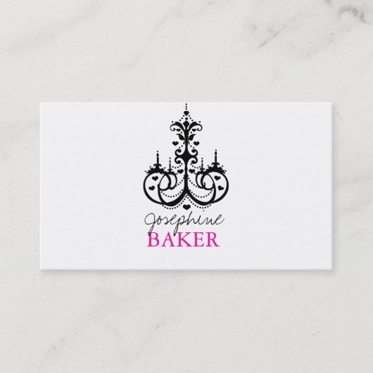 minniemayシャンデリア+ グラデーションなハート黒およびピンク 名刺 (正面)