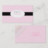 minniemay銀製のダマスク織のピンク+黒 名刺 (正面/裏面)