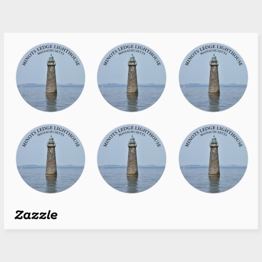 Minots Ledge Light house Massachusetts Stickers ラウンドシール (シート)