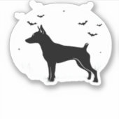 MinPin Dog � Halloween Moon Silhouette Classic T-S シール (正面)