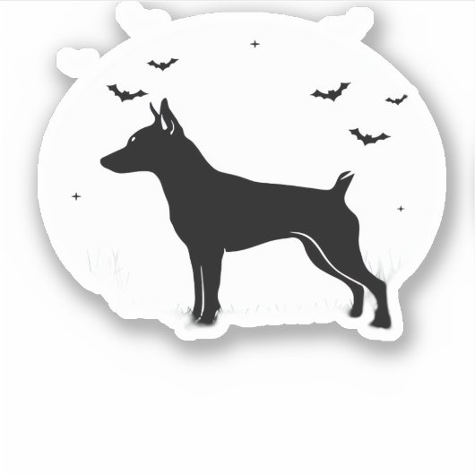 MinPin Dog � Halloween Moon Silhouette Classic T-S シール (正面)