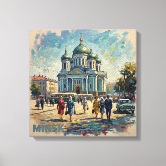 Minsk Belarus Orthodox Cathedral Urban Canvas キャンバスプリント (正面)