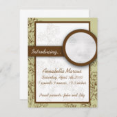 MintおよびBrown新生児発表カード 案内状 (正面/裏面)