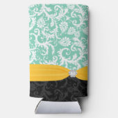 Mintを任意の色の花嫁のダマスクパターンに変更 スリム缶クーラー (裏面)
