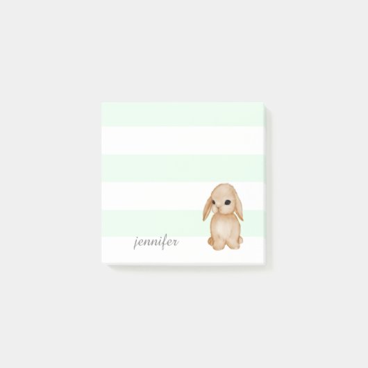 Mint ストライプBunny Post-it®ノート ポストイット (正面)