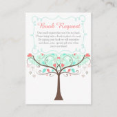 Mint and Coral Floral Baby Shower Book Request エンクロージャーカード (正面)