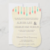 Mint and Coral Modern Tear Drop Beaded Invitation 招待状 (正面)