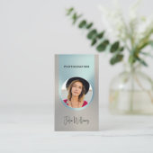 Mint and gold faux metallic photographer 名刺 (スタンド正面)